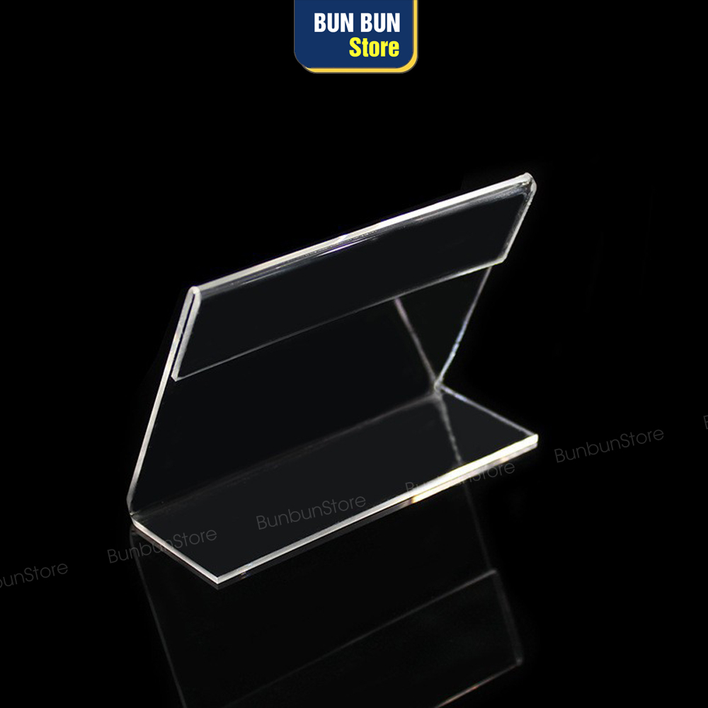 Menu Mica chữ L, Bảng mica để bàn, Kệ nhẵn giá mini, thông tin sản phẩm, Tag giá để bàn, nhãn siêu thị.mica trong suốt.