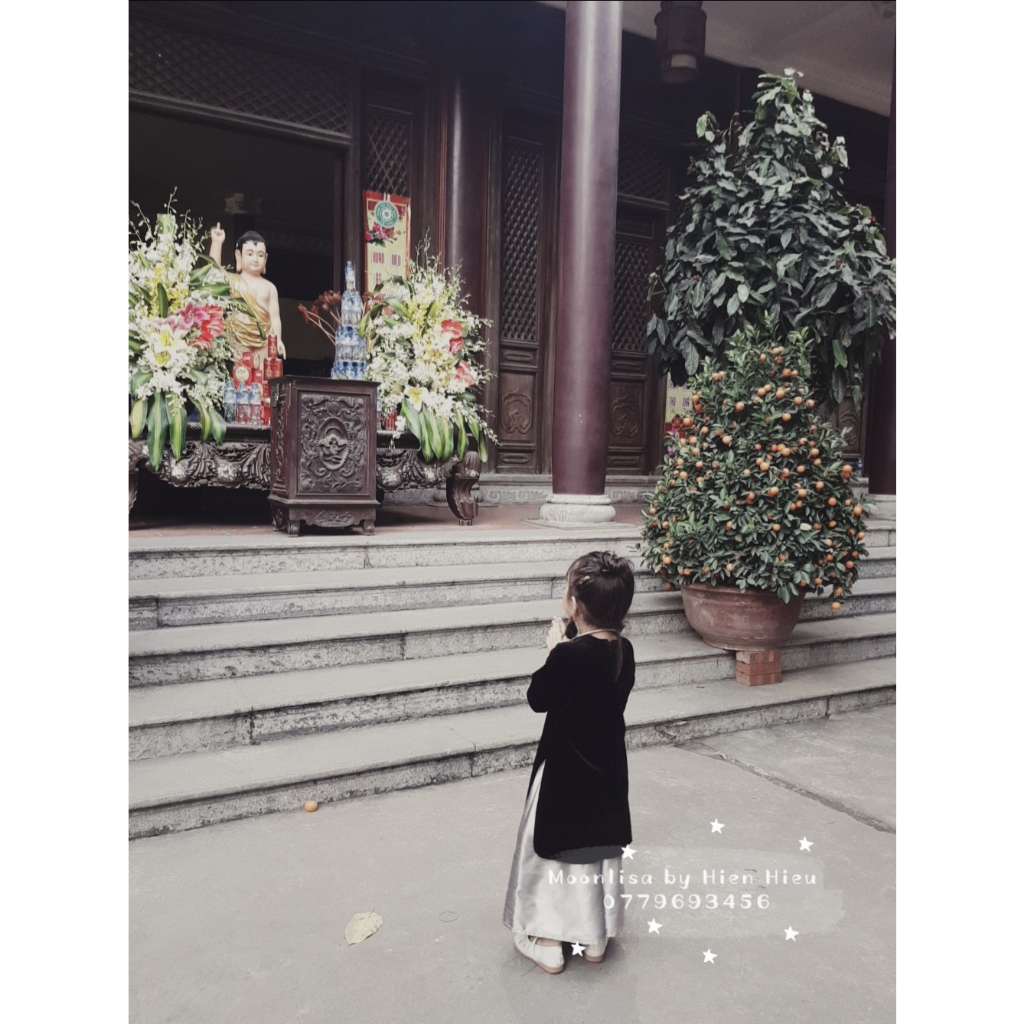 Aó Dài Nhung Đính Công Cho Mẹ Và Cho Bé Sản Xuất Trực Tiếp MOONLISA