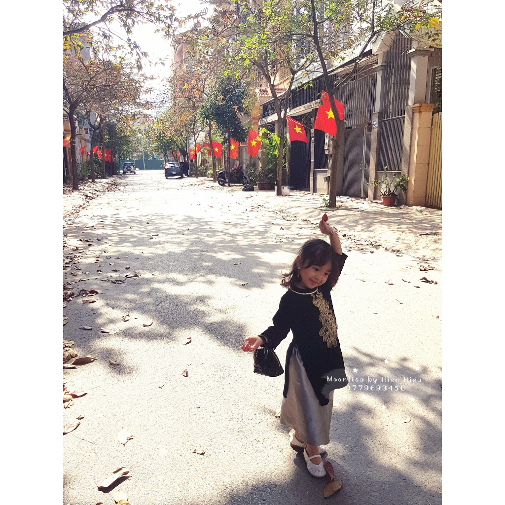 Aó Dài Nhung Đính Công Cho Mẹ Và Cho Bé Sản Xuất Trực Tiếp MOONLISA
