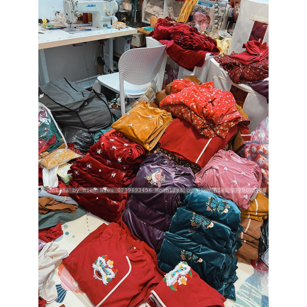 Aó Dài Nhung Thêu Tay Cho Mẹ Và Bé  Sản - Xuất Trực - Tiếp MOONLISA