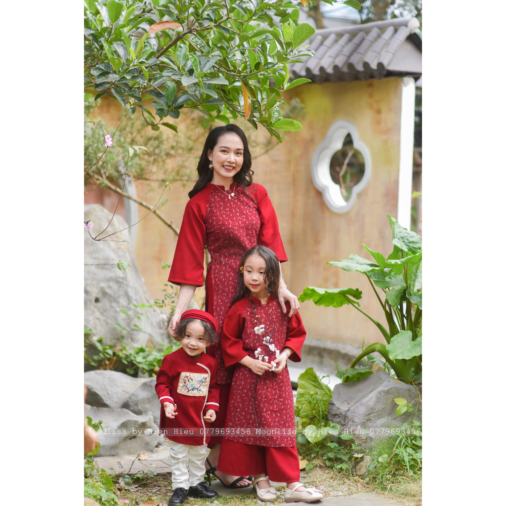 Aó Dài Phối Tay Hoa Nhí  Cho Mẹ Và Bé Sản Xuất Trực Tiếp MOONLISA
