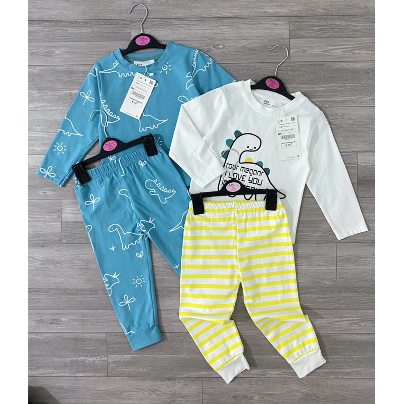 Combo 2bộ cotton khủng long dài tay cho bé