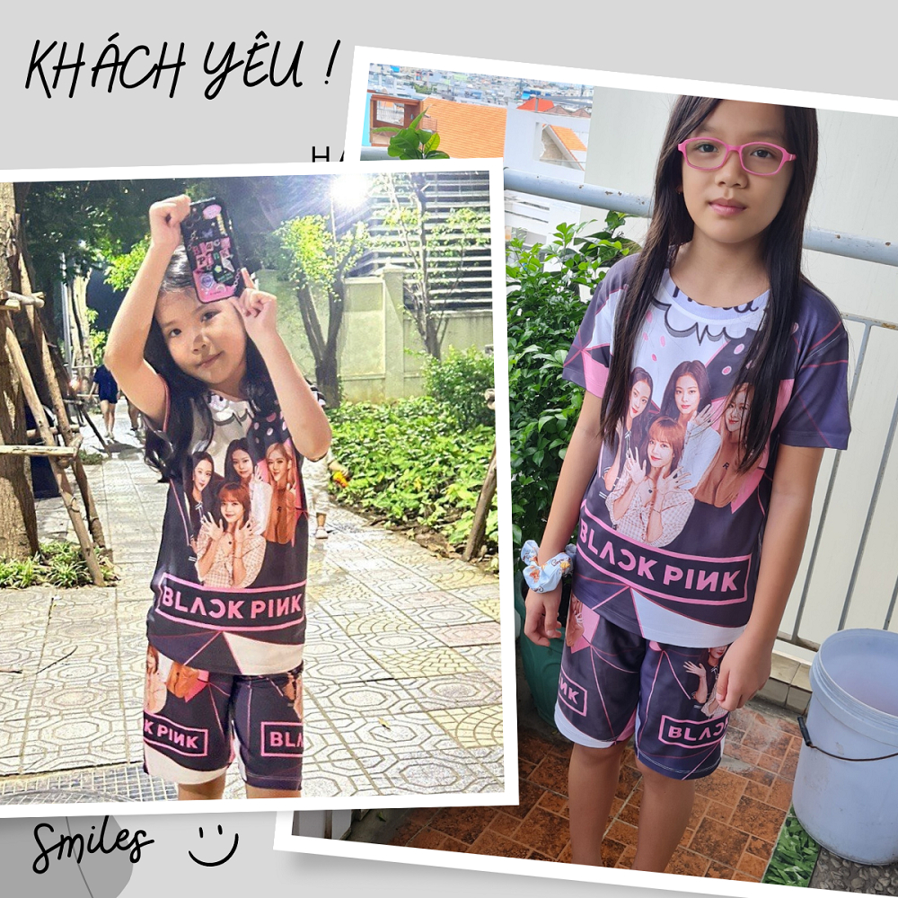 Đồ bộ bé gái in hình Blackpink, bộ thun lạnh trẻ em chất đẹp, thấm hút mồ hôi size từ 10kg đến 60kg