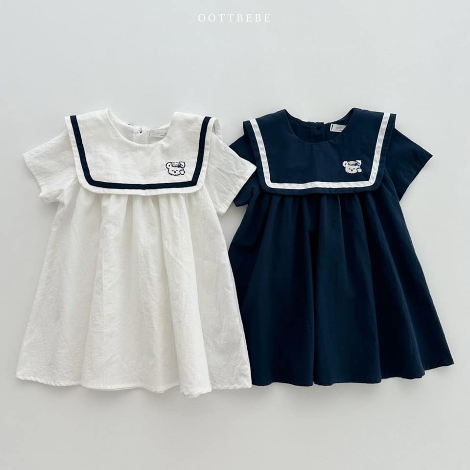 OottBebe Váy/đầm thuỷ thủ Marine Bear One-piece Hàn Quốc cho bé gái