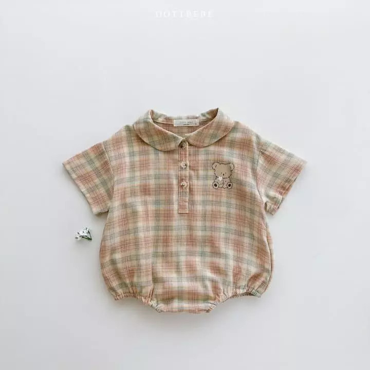 OottBebe Bộ suit polo kẻ gấu Coou Check Bodysuit Hàn Quốc cho bé