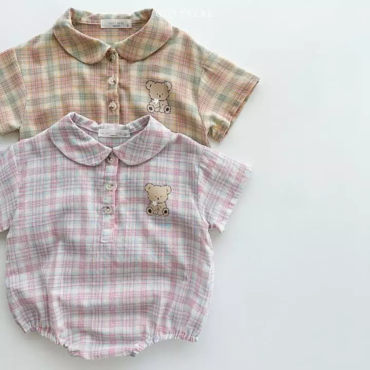 OottBebe Bộ suit polo kẻ gấu Coou Check Bodysuit Hàn Quốc cho bé
