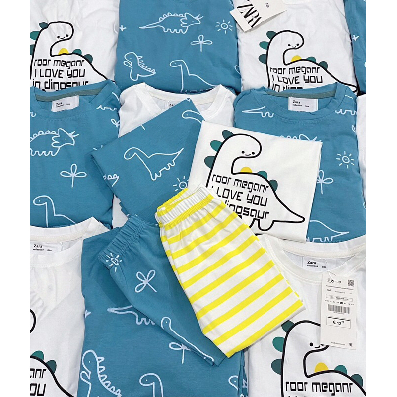 Combo 2bộ cotton khủng long dài tay cho bé