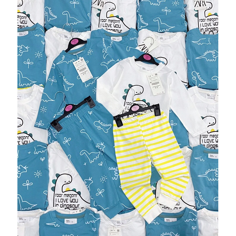 Combo 2bộ cotton khủng long dài tay cho bé