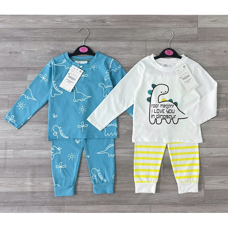 Combo 2bộ cotton khủng long dài tay cho bé