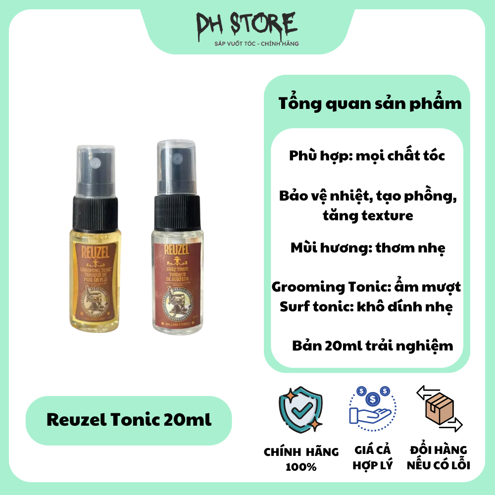 [CHÍNH HÃNG] Xịt tạo phồng tóc Reuzel Tonic (Grooming/Surf) 20ml (bản dùng thử)