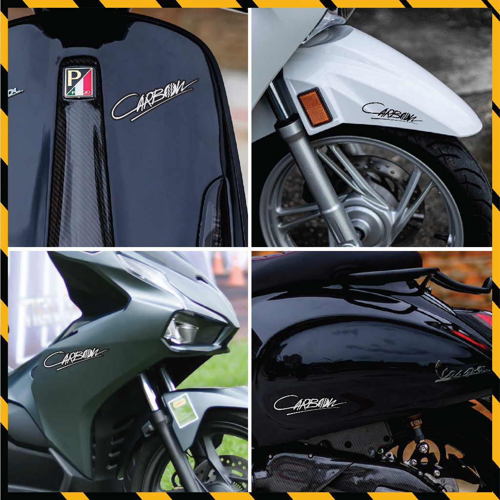 Sticker Đa Vị Trí Carbon | Tem Decal Hình Dán Xe Máy Xe Điện Chống Nước Bền Màu