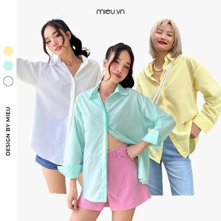 Áo sơ mi oversize màu pastel hot hit dáng rộng MIEU - HN02