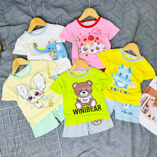 [Bé 19-26kg] Bộ ngắn tay thun lạnh in hình cute Minky Mom cho bé trai bé gái từ 19-25kg