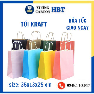 Túi giấy kraft 35x13x25 cm - nhiều màu có quai - đựng quà tặng, siêu bền, siêu đẹp, siêu rẻ.