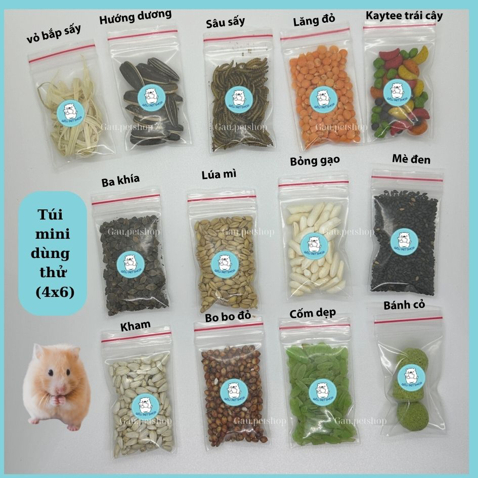 (Buffet 1k) Thức ăn dinh dưỡng nhiều loại cho Hamster - Gau.petshop