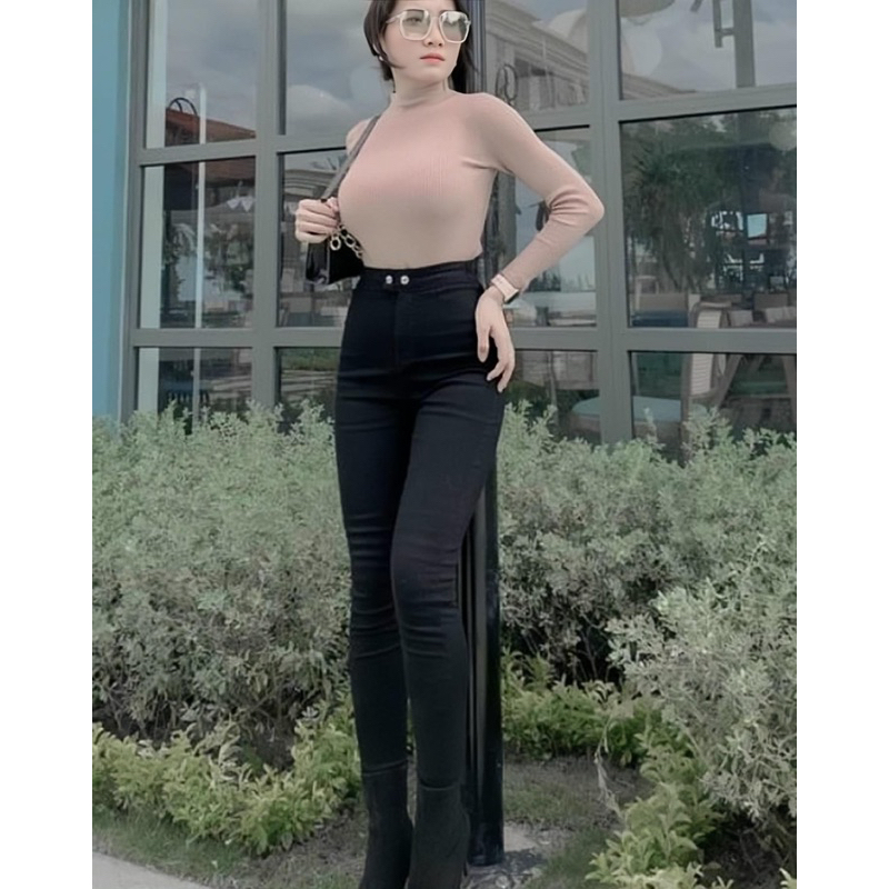 Quần jean cúc bấm Lưng Cao