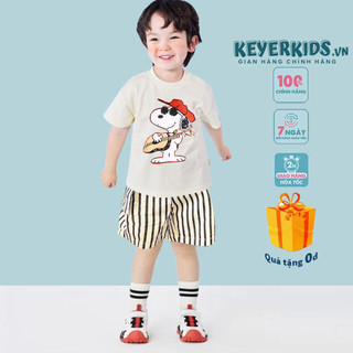 Bộ quần áo thun ngắn tay cho bé trai bé gái KEYER KIDS áo thun cotton phối quần kaki hoạt tiết chú cún dễ thương SZ61