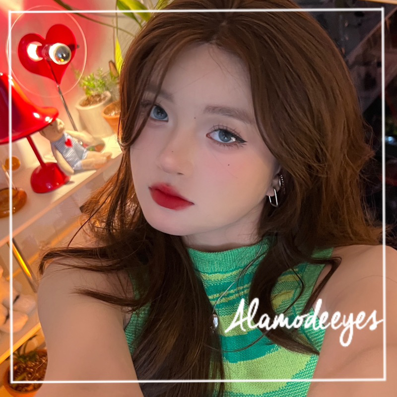 Lens xanh dương tro viền