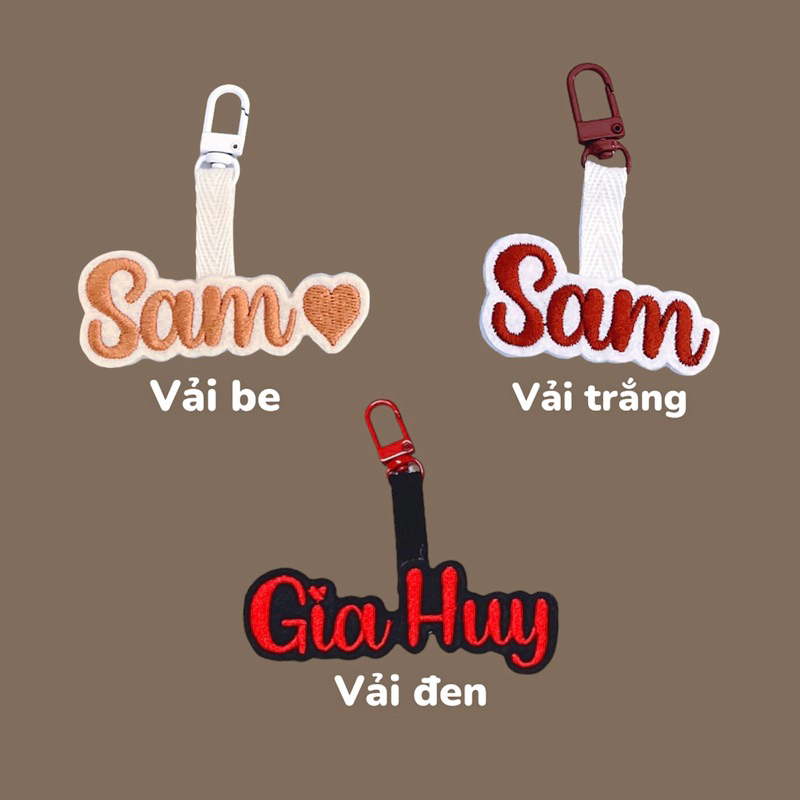 🌸 Móc khoá thêu tên basic  Loại dày 4 lớp
