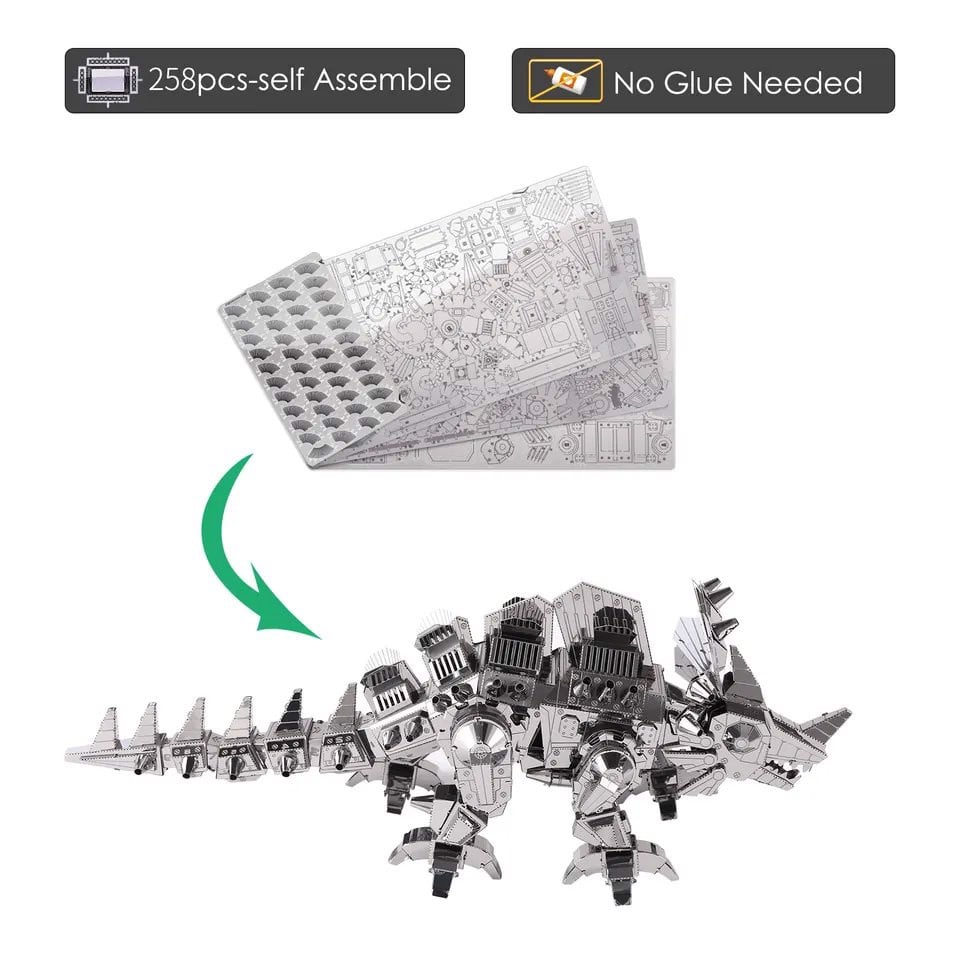 Mô Hình Kim Loại Lắp Ráp 3D Piececool Khủng Long Ba Sừng  HP062-S