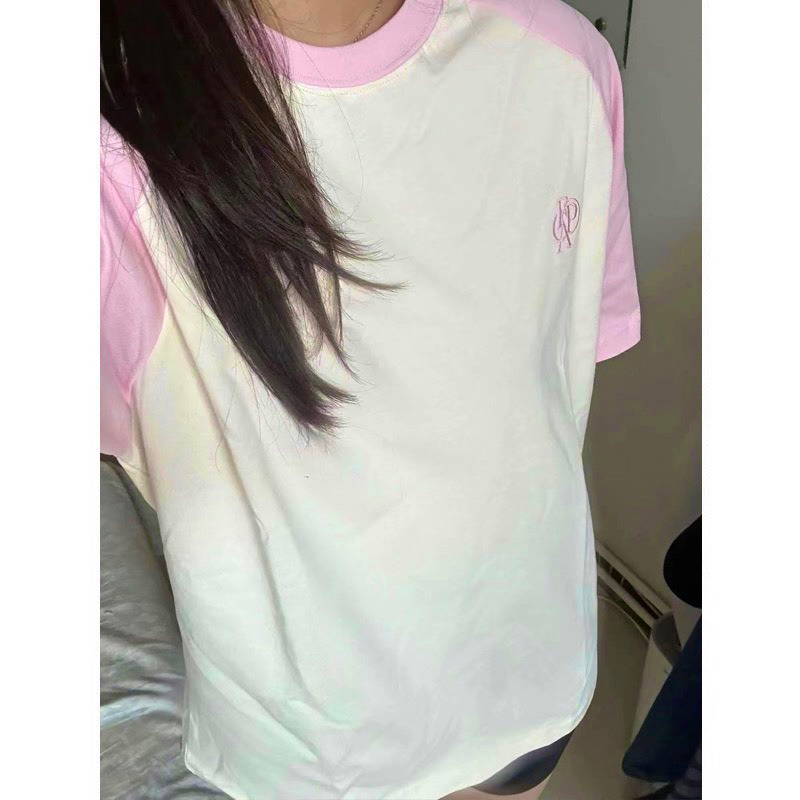 Áo thun phông Raglan logo tay PINK tay lỡ form rộng Thêu FPA Unisex