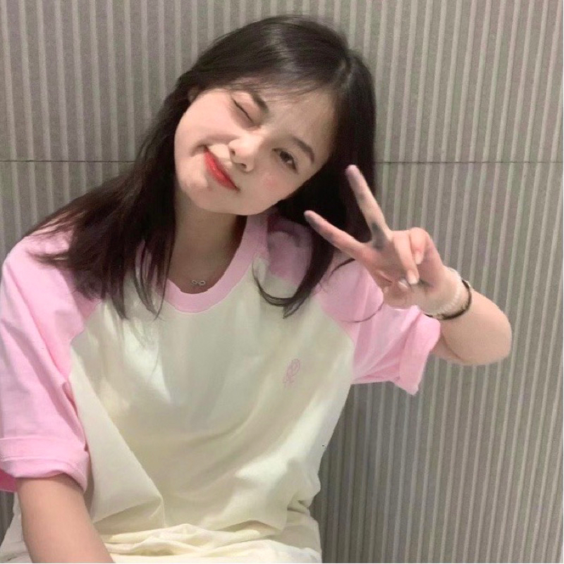 Áo thun phông Raglan logo tay PINK tay lỡ form rộng Thêu FPA Unisex