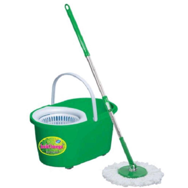 Bộ Lau Nhà 360 độ Kokomega màu xanh lá có bánh xe ( gồm 1 thùng lau nhà,1 rổ,1 bông lau và 1 cây lau nhà) - 546