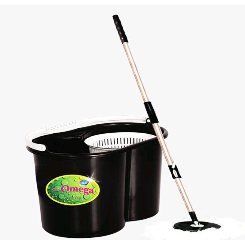Bộ Lau Nhà 360 độ Kokomega màu đen có bánh xe ( gồm 1 thùng lau nhà,1 rổ,1 bông lau và 1 cây lau nhà) - 547