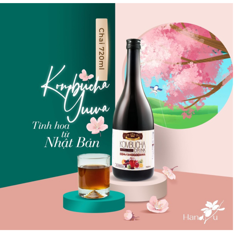 Kombucha Yuwa 720ml  Hàng chính hãng - Nước uống lên men Kombucha Yuwa 720ml