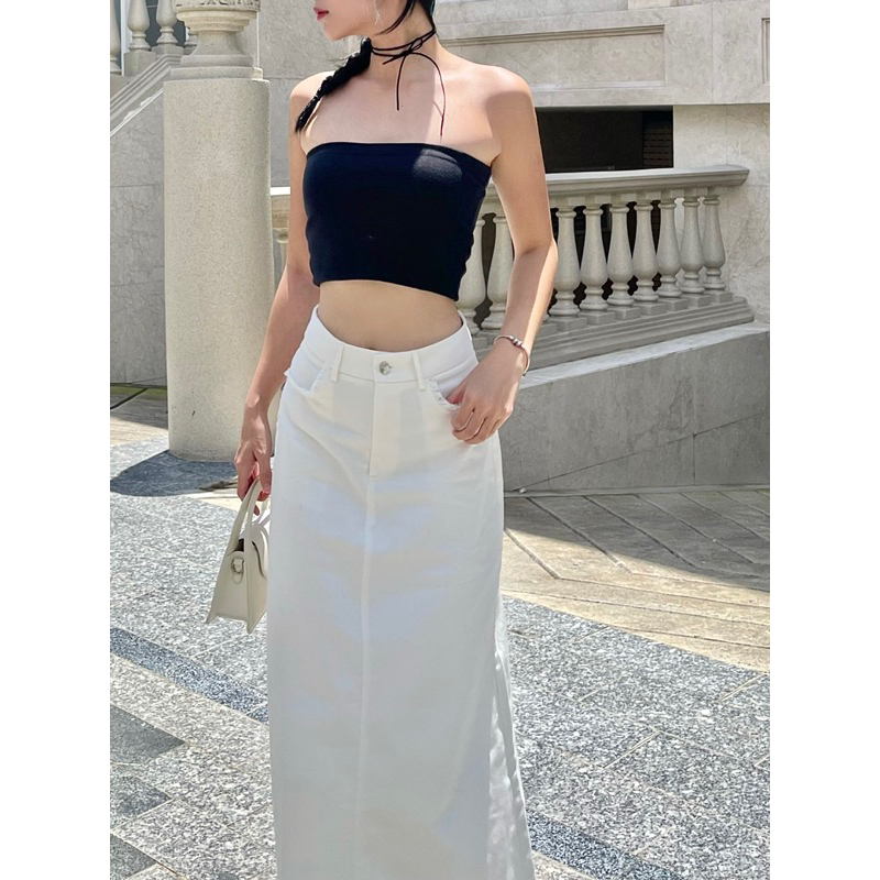 Ollin Skirt - Chân váy dài chất kaki co dãn dáng midi - Morri Club