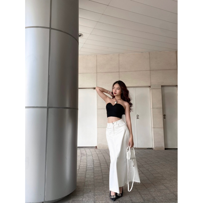 Ollin Skirt - Chân váy dài chất kaki co dãn dáng midi - Morri Club