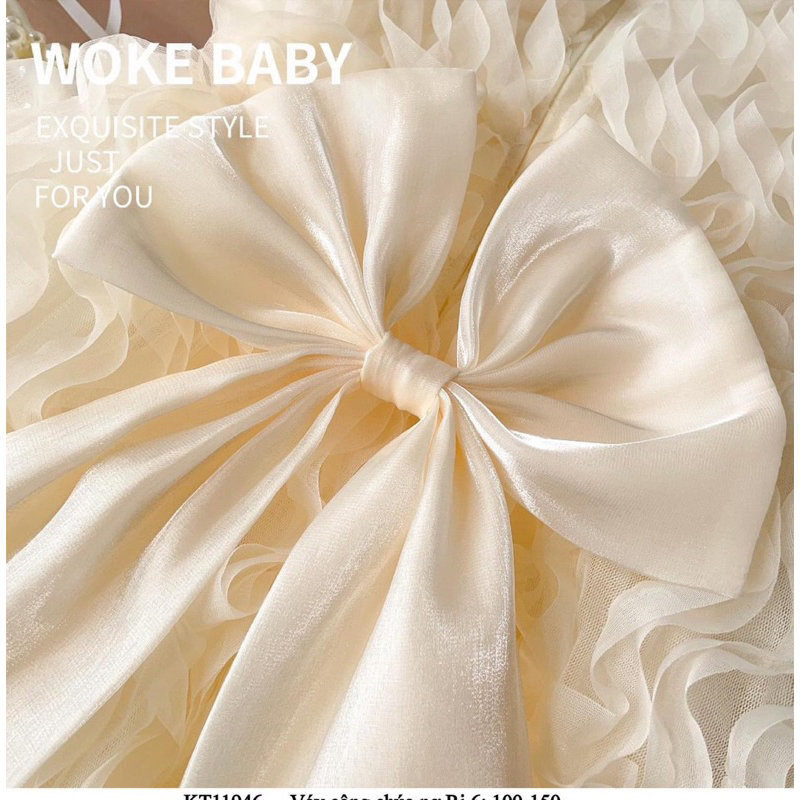 Đầm bé gái,váy zen đính nơ cực xinh cho bé yêuC14