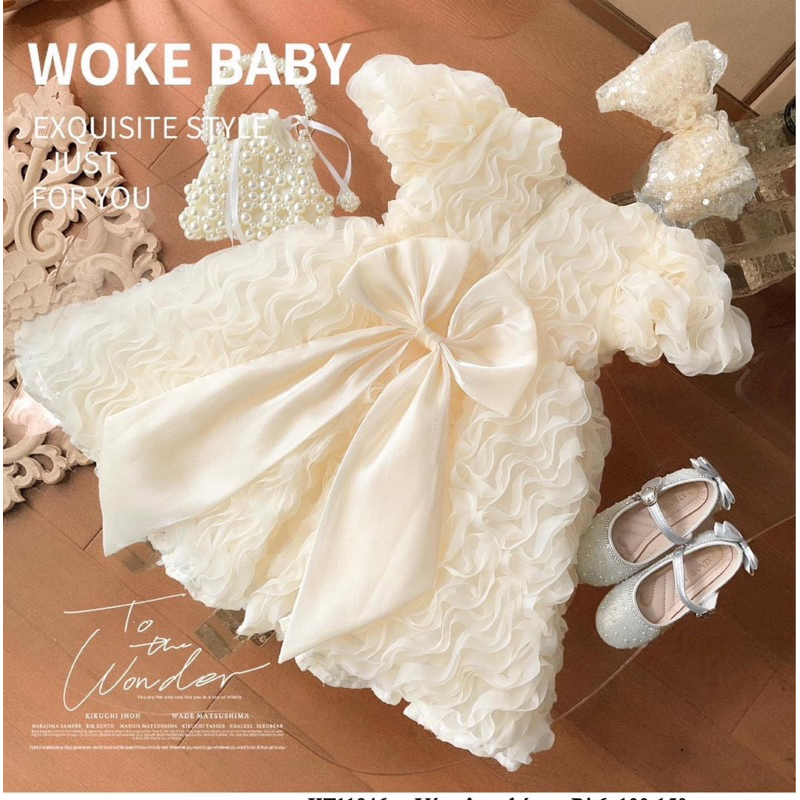 Đầm bé gái,váy zen đính nơ cực xinh cho bé yêuC14