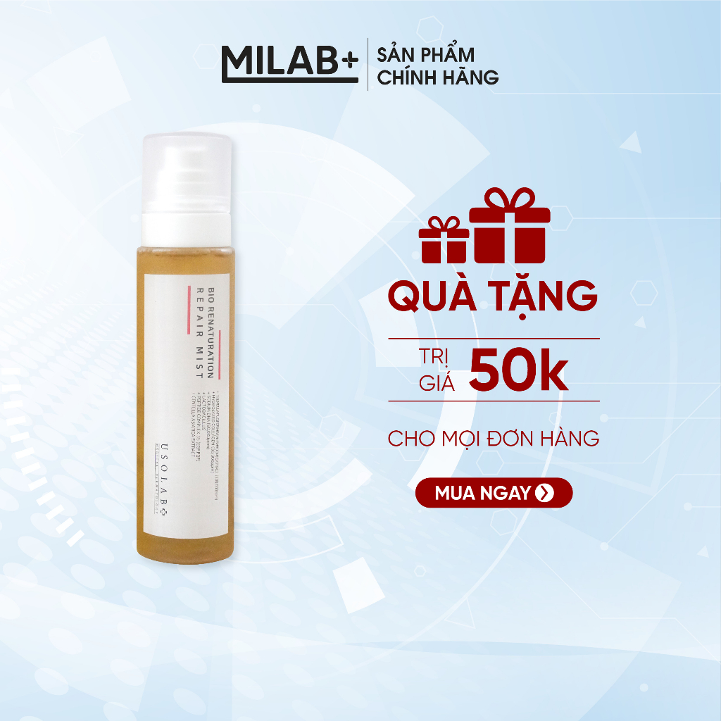 Xịt khoáng và toner trắng da Usolab, Giúp phục hồi, kiềm dầu ngăn ngừa mụn 150ml - Milab