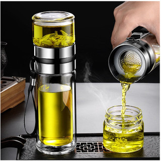 Bình pha trà mini 450ml tiện dụng chất liệu thủy tinh dầy dặn