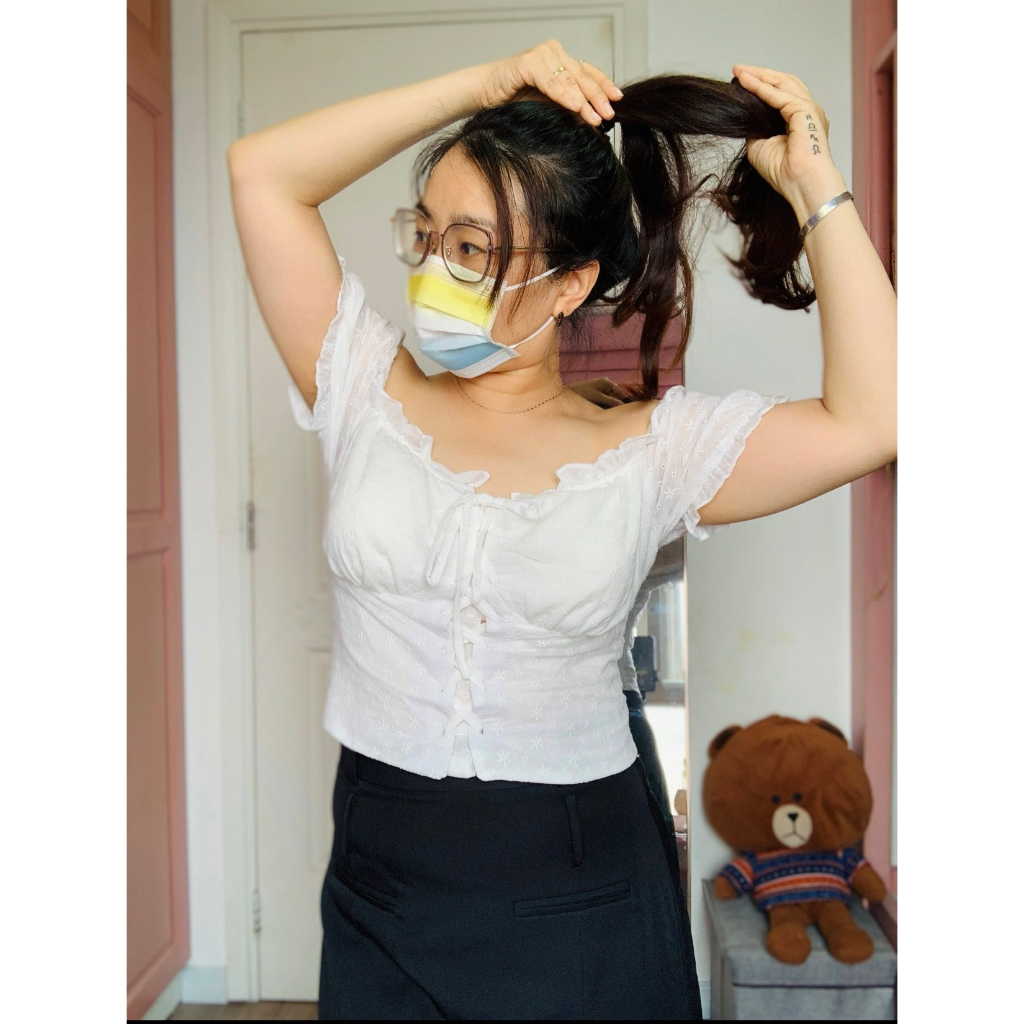 Áo croptop thô thêu đang dây siêu dễ thương BIGSIZE H005