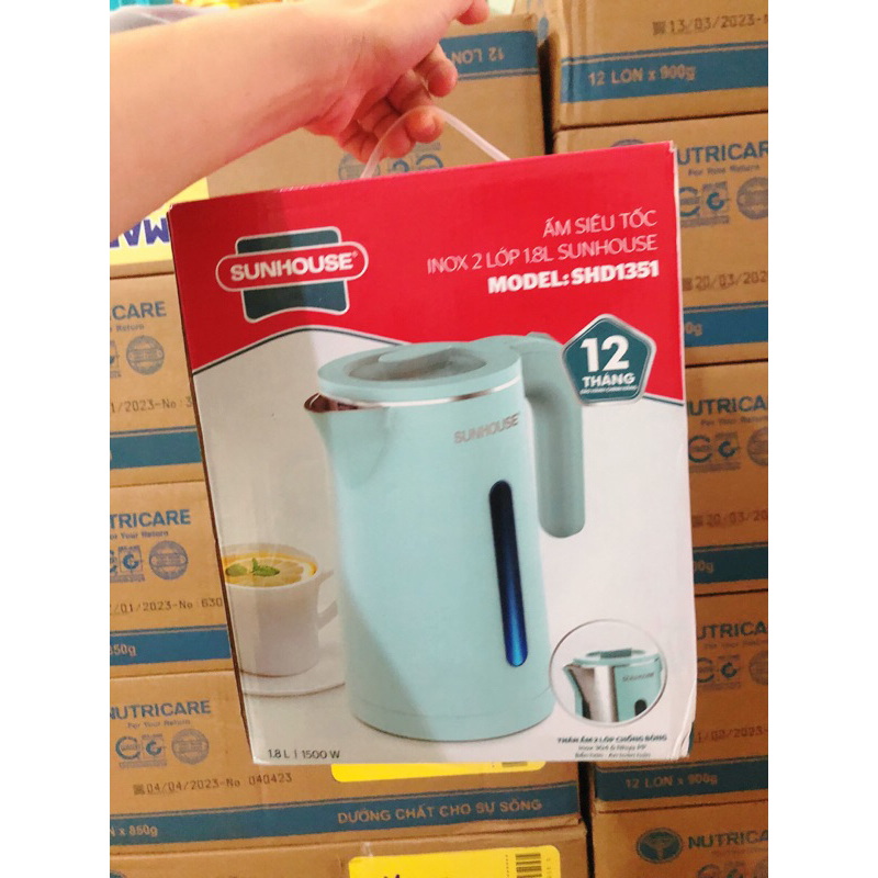 Ấm siêu tốc sunhouse xanh mint 1.8L Model: SHD1351