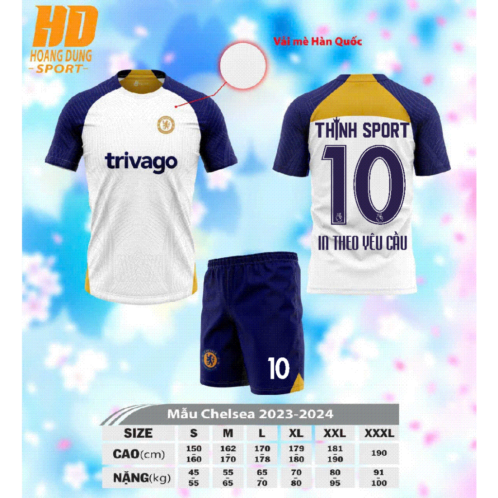 Bộ quần áo đá banh Chelsea, Bộ quần áo bóng đá in tên và số theo yêu cầu