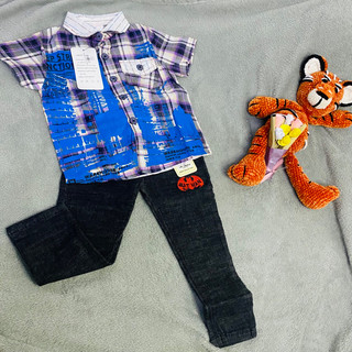 Set áo sơmi quần jean bé trai