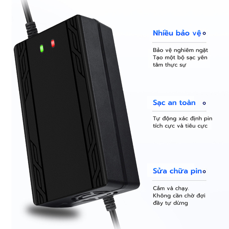 Sạc xe điện 60v20ah 48V 12Ah Tự Ngắt Chống Phồng Bình -7 Đèn Báo Thông Minh