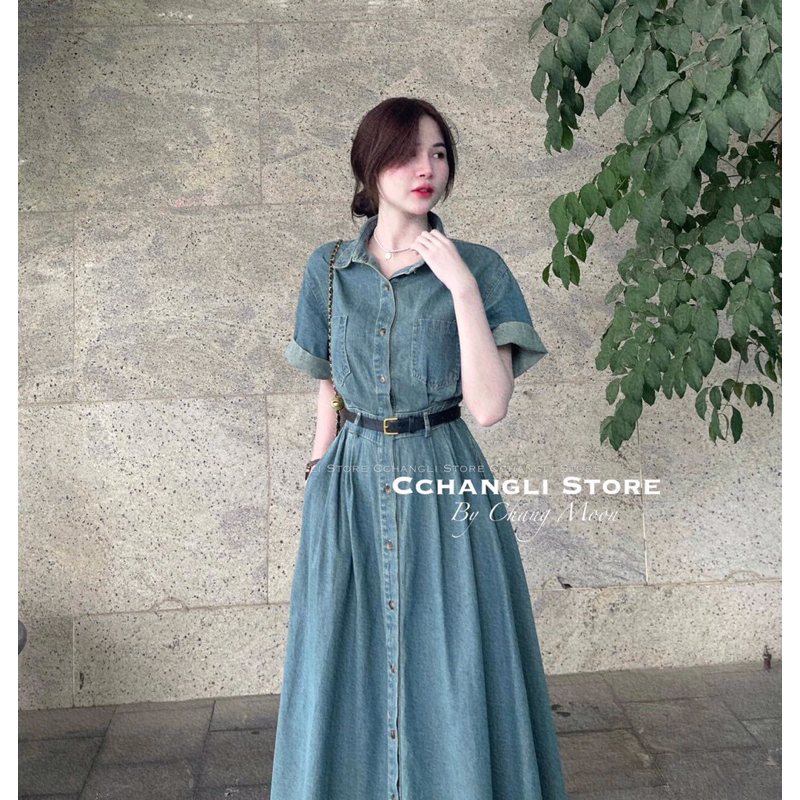 ĐẦM JEAN KÈM ĐAI - From dài chuẩn hình