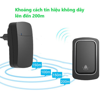 ChuCửa Không Dây Không Dùng Pin, Chuông Bấm Vĩnh Cửu Chống Nước Khoảng Cách 200m-NB-M08