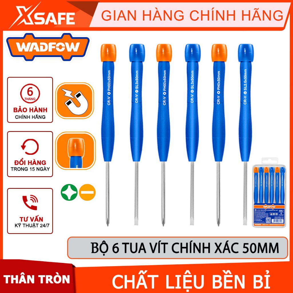 Bộ 6 tua vít chính xác WADFOW WSS2B06 chất liệu CR-V chất lượng cao 50mm -chính hãng-