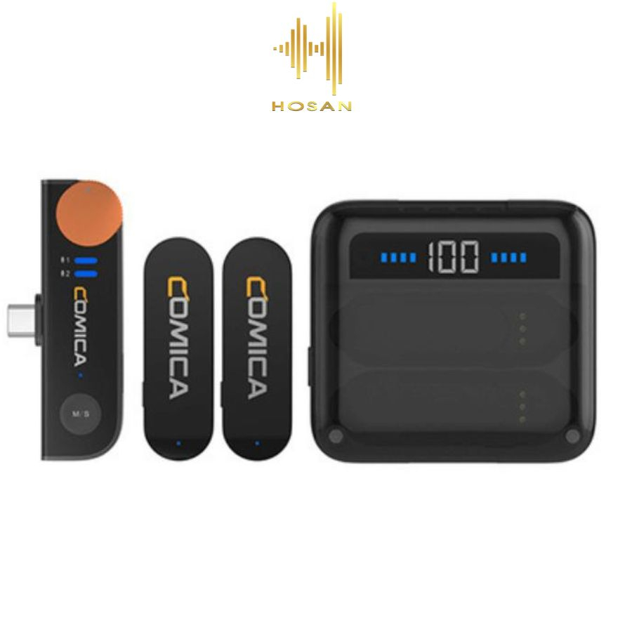 Micro thu âm không dây HOSAN comica Vimo S-UC cài áo nhỏ gọn cho điện thoại cổng kết nối Type C kèm dock sạc tiện lợi