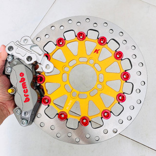 👉 combo 3 món gồm: 👉 heo rembo logo đỏ 4pis+đĩa kingdrag 12 nút nhôm 267mm+pad nhôm cnc ✔️ gắn phanh trước xe ex150/155