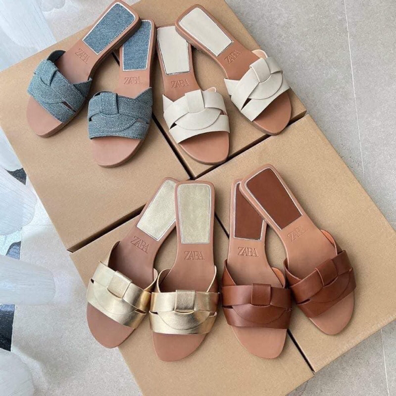 Dép quai đan chéo jean