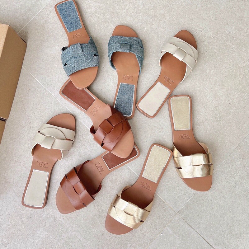 Dép quai đan chéo jean