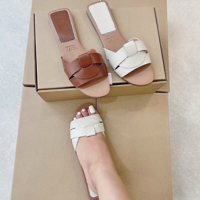 Dép quai đan chéo jean