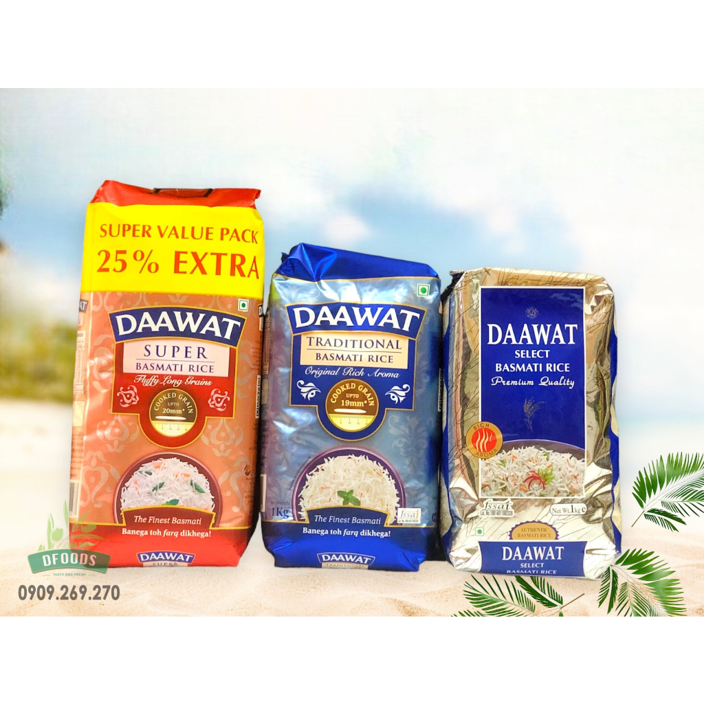 Gạo Basmati India Daawat 1kg Ấn Độ ngăn ngừa tiểu đường