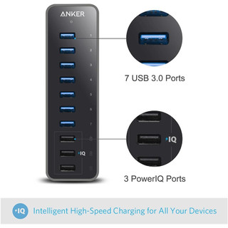 Cổng sạc anker 10 port 60w data hub a7515